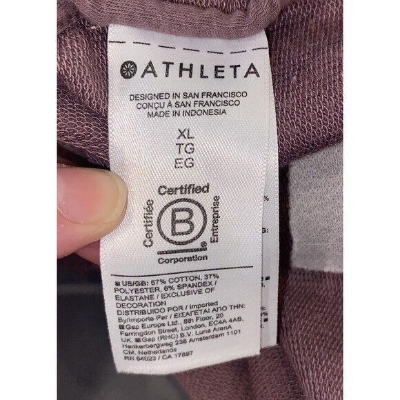 Athleta Top Women’s Size XL Purple Retroterry Wrap Comfy Long Sleeve Tie *read* - Picture 9 of 12